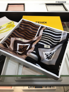 Luxury Womens Scarf Fendi Stripe Cashmere Silk Scarf Black 65x180CM A151PP280 AA147459