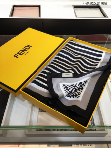 Luxury Womens Scarf Fendi Stripe Cashmere Silk Scarf Black 65x180CM A151PP280 AA147459
