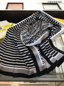 Luxury Womens Scarf Fendi Stripe Cashmere Silk Scarf Black 65x180CM A151PP280 AA147459