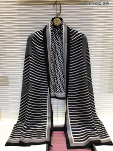 Luxury Womens Scarf Fendi Stripe Cashmere Silk Scarf Black 65x180CM A151PP280 AA147459
