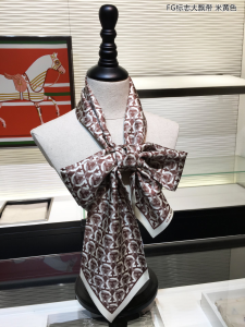 Ferragamo Logo Cashmere Silk Scarf Beige