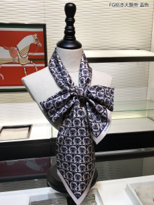 Ferragamo Logo Cashmere Silk Scarf Blue