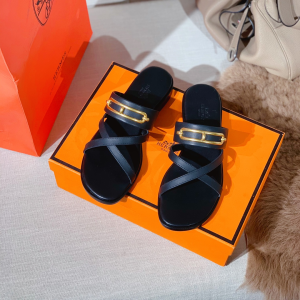 Hermes Claire Sandal Black Calfskin 
