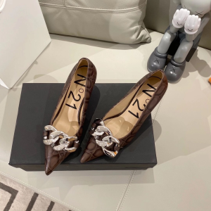 No21 Chain Link Pumps Grey Calfskin 