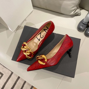 No21 Chain Link Pumps Red Calfskin 