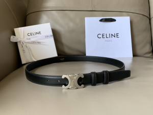 Celine Triomphe Belt Black Smooth Calfskin 24MM 