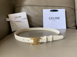 Celine Triomphe Belt White Smooth Calfskin 24MM 