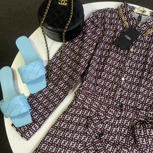 Luxury Womens Clothing Fendi FF Jacquard Dress SML A154PP480 AA148135