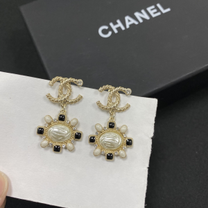Chanel Gold CC Logo Pendant Earrings 