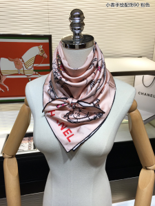 Luxury Womens Scarf Chanel 2021 Cashmere Silk Scarf Pink 90x90CM A151PP180 AA148044