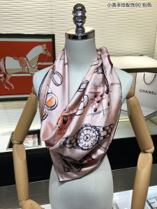 Luxury Womens Scarf Chanel 2021 Cashmere Silk Scarf Pink 90x90CM A151PP180 AA148044