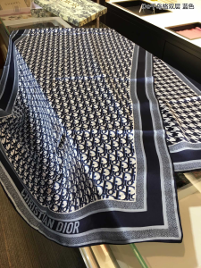 Dior Oblique Cashmere Silk Scarf Blue 