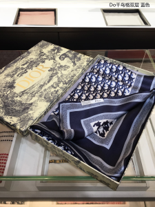 Luxury Womens Scarf Dior Oblique Cashmere Silk Scarf Blue 65x180CM A151PP280 AA148008