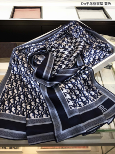 Luxury Womens Scarf Dior Oblique Cashmere Silk Scarf Blue 65x180CM A151PP280 AA148008