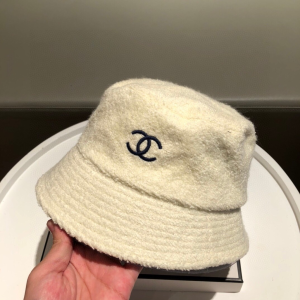 Chanel CC Logo Bucket Hat White 