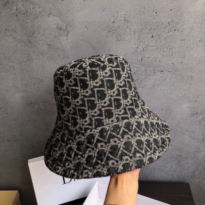 Dior Denim Oblique Fedora Bucket Hat Black 