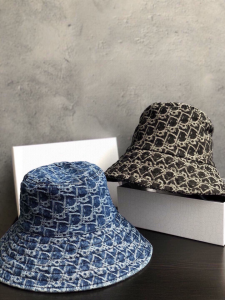 Luxury Womens Hats Dior Denim Oblique Fedora Bucket Hat Black A190PP100 AA148260