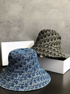Luxury Womens Hats Dior Denim Oblique Fedora Bucket Hat Blue A190PP100 AA148261