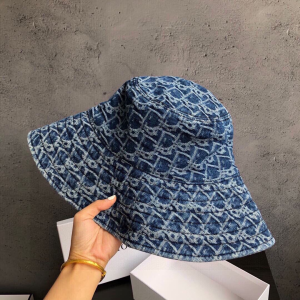 Luxury Womens Hats Dior Denim Oblique Fedora Bucket Hat Blue A190PP100 AA148261
