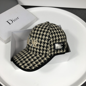 Dior Embroidered Tweed Beige Baseball Cap Hat 