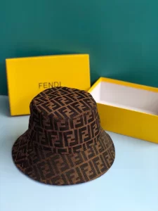 Luxury Womens Hats Fendi FF Jacquard Brown Bucket Hat A190PP95 AA148287