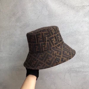 Luxury Womens Hats Fendi FF Jacquard Brown Bucket Hat A190PP95 AA148287