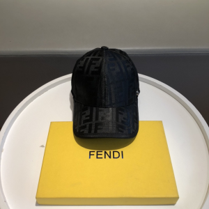 Luxury Womens Hats Fendi FF Jacquard Canvas Baseball Hat Black A190PP95 AA148247