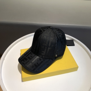 Luxury Womens Hats Fendi FF Jacquard Canvas Baseball Hat Black A190PP95 AA148247