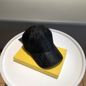 Luxury Womens Hats Fendi FF Jacquard Canvas Baseball Hat Black A190PP95 AA148247