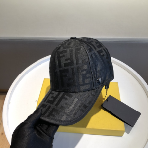 Luxury Womens Hats Fendi FF Jacquard Canvas Baseball Hat Black A190PP95 AA148247
