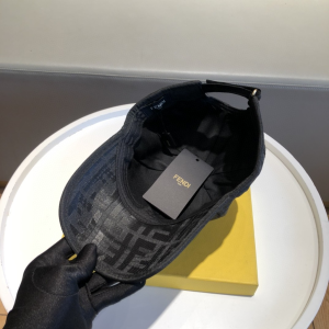 Luxury Womens Hats Fendi FF Jacquard Canvas Baseball Hat Black A190PP95 AA148247