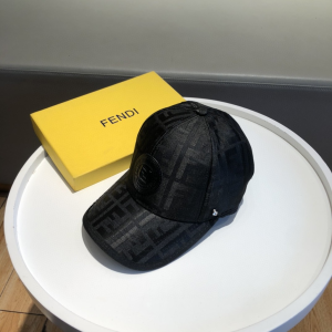 Fendi FF Jacquard Canvas Baseball Hat Black 