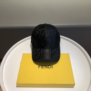 Luxury Womens Hats Fendi FF Jacquard Canvas Baseball Hat Black A190PP95 AA148251