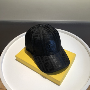 Luxury Womens Hats Fendi FF Jacquard Canvas Baseball Hat Black A190PP95 AA148251