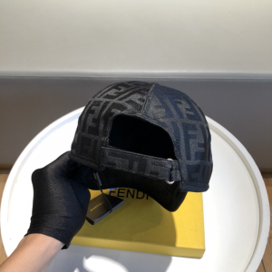 Luxury Womens Hats Fendi FF Jacquard Canvas Baseball Hat Black A190PP95 AA148251