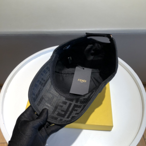 Luxury Womens Hats Fendi FF Jacquard Canvas Baseball Hat Black A190PP95 AA148251