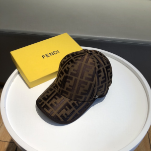 Fendi FF Jacquard Canvas Baseball Hat Brown 
