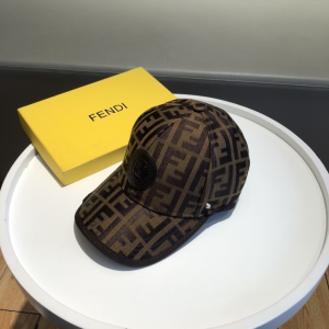 Fendi FF Jacquard Canvas Baseball Hat Brown 