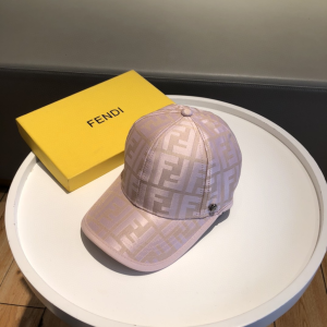 Fendi FF Jacquard Canvas Baseball Hat Pink 