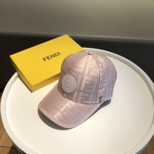 Fendi FF Jacquard Canvas Baseball Hat Pink 