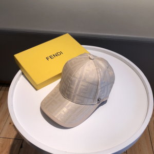 Fendi FF Jacquard Canvas Baseball Hat White 