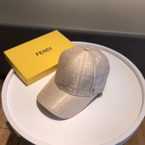 Fendi FF Jacquard Canvas Baseball Hat White 