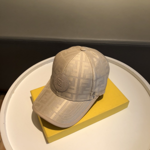 Luxury Womens Hats Fendi FF Jacquard Canvas Baseball Hat White A190PP95 AA148254