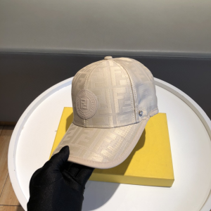 Luxury Womens Hats Fendi FF Jacquard Canvas Baseball Hat White A190PP95 AA148254