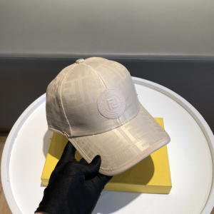 Luxury Womens Hats Fendi FF Jacquard Canvas Baseball Hat White A190PP95 AA148254