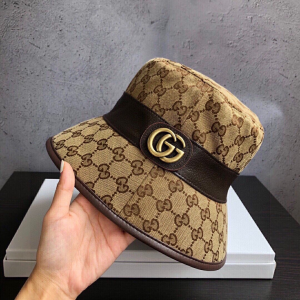 Gucci GG Canvas Fedora Bucket Hat Beige 