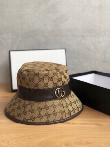 Luxury Womens Hats Gucci GG Canvas Fedora Bucket Hat Beige A190PP105 AA148258