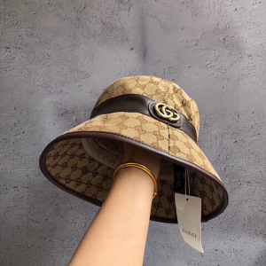 Luxury Womens Hats Gucci GG Canvas Fedora Bucket Hat Beige A190PP105 AA148258