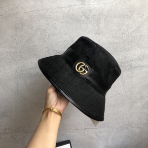 Gucci GG Canvas Fedora Bucket Hat Black 