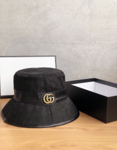 Luxury Womens Hats Gucci GG Canvas Fedora Bucket Hat Black A190PP105 AA148259